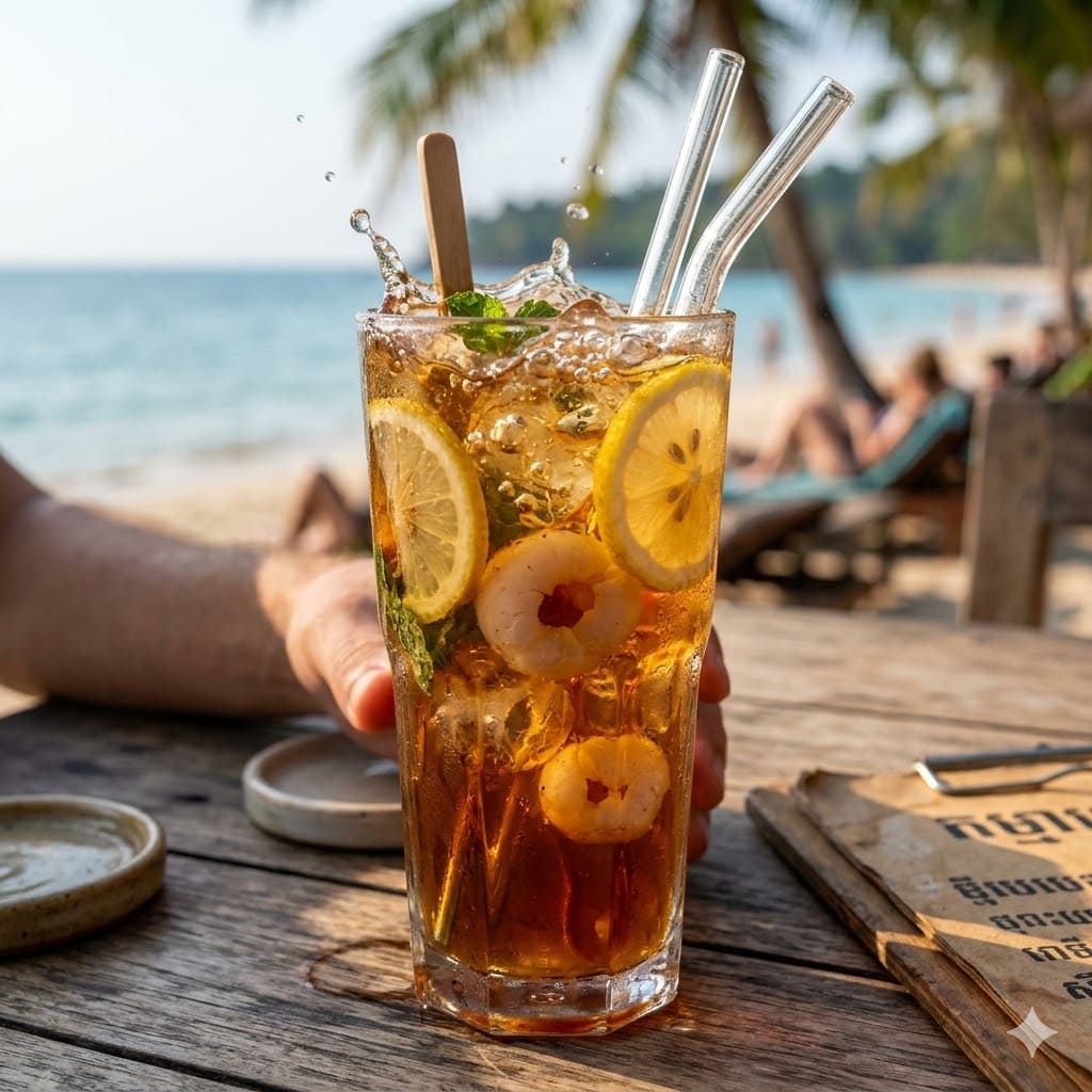 Ice Lychee Tea dari Thirty Three Brew dengan tampilan clean dan modern